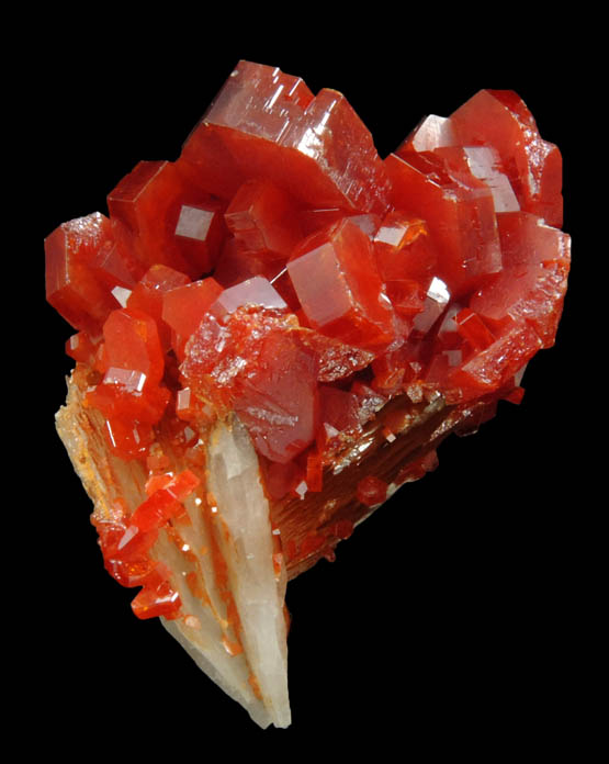 Vanadinite on Barite from Mibladen, Haute Moulouya Basin, Zeida-Aouli-Mibladen belt, Midelt Province, Morocco