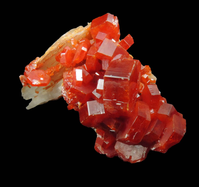 Vanadinite on Barite from Mibladen, Haute Moulouya Basin, Zeida-Aouli-Mibladen belt, Midelt Province, Morocco