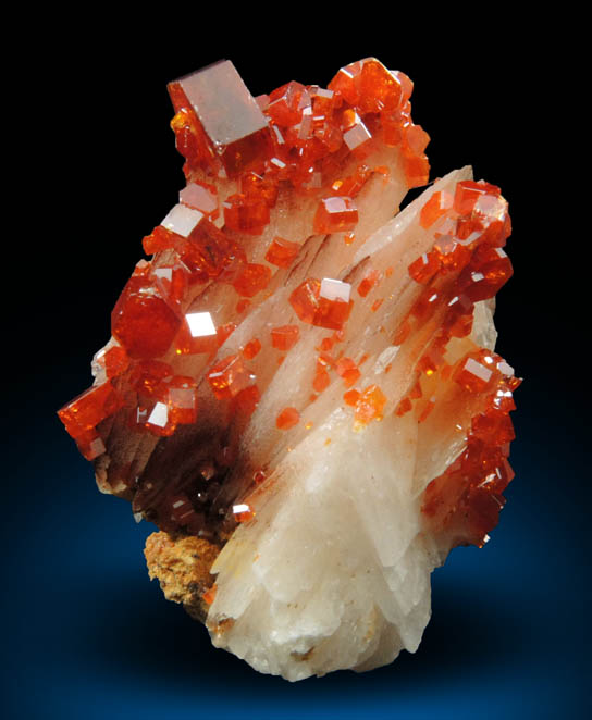 Vanadinite on Barite from Mibladen, Haute Moulouya Basin, Zeida-Aouli-Mibladen belt, Midelt Province, Morocco