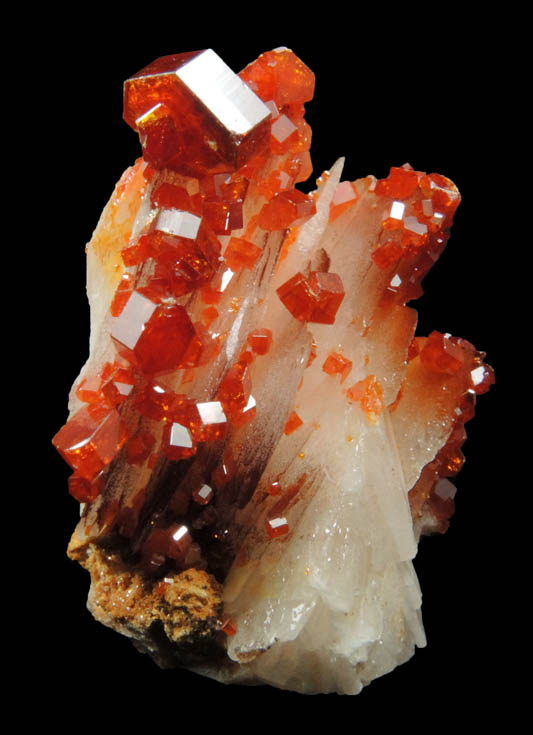 Vanadinite on Barite from Mibladen, Haute Moulouya Basin, Zeida-Aouli-Mibladen belt, Midelt Province, Morocco