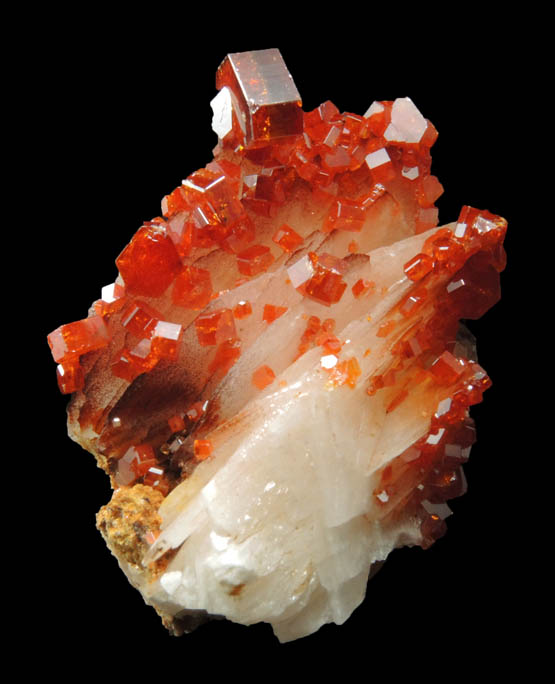 Vanadinite on Barite from Mibladen, Haute Moulouya Basin, Zeida-Aouli-Mibladen belt, Midelt Province, Morocco