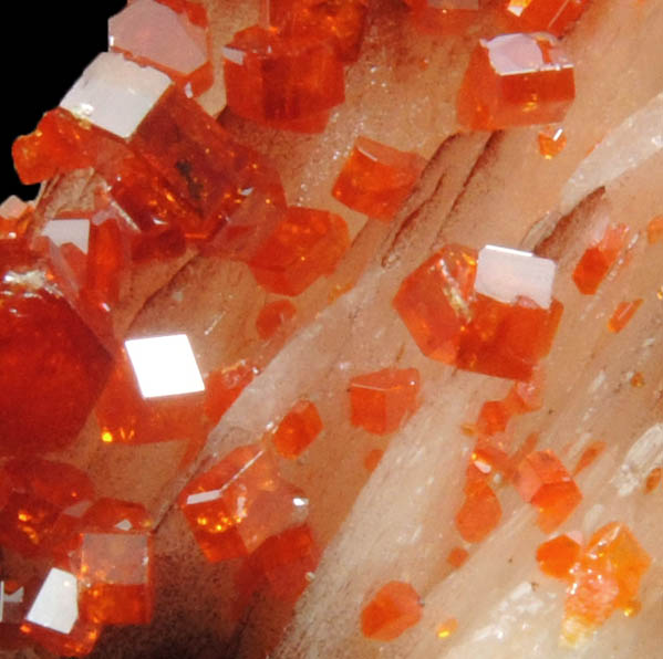 Vanadinite on Barite from Mibladen, Haute Moulouya Basin, Zeida-Aouli-Mibladen belt, Midelt Province, Morocco