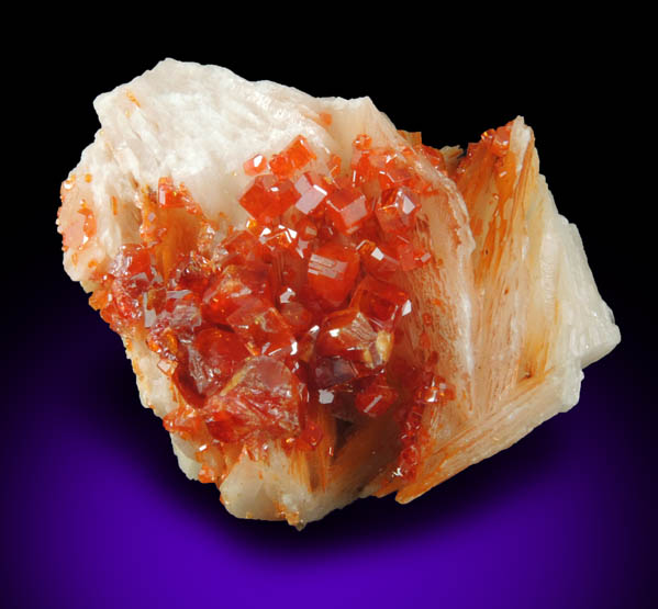 Vanadinite on Barite from Mibladen, Haute Moulouya Basin, Zeida-Aouli-Mibladen belt, Midelt Province, Morocco