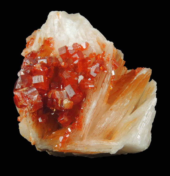 Vanadinite on Barite from Mibladen, Haute Moulouya Basin, Zeida-Aouli-Mibladen belt, Midelt Province, Morocco