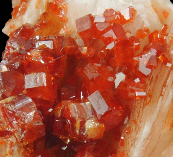 Vanadinite on Barite from Mibladen, Haute Moulouya Basin, Zeida-Aouli-Mibladen belt, Midelt Province, Morocco