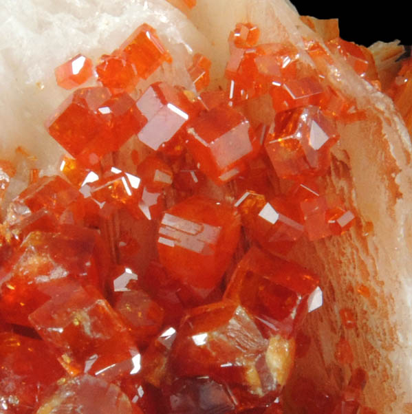 Vanadinite on Barite from Mibladen, Haute Moulouya Basin, Zeida-Aouli-Mibladen belt, Midelt Province, Morocco