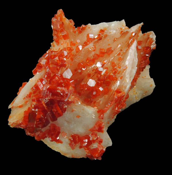 Vanadinite on Barite from Mibladen, Haute Moulouya Basin, Zeida-Aouli-Mibladen belt, Midelt Province, Morocco