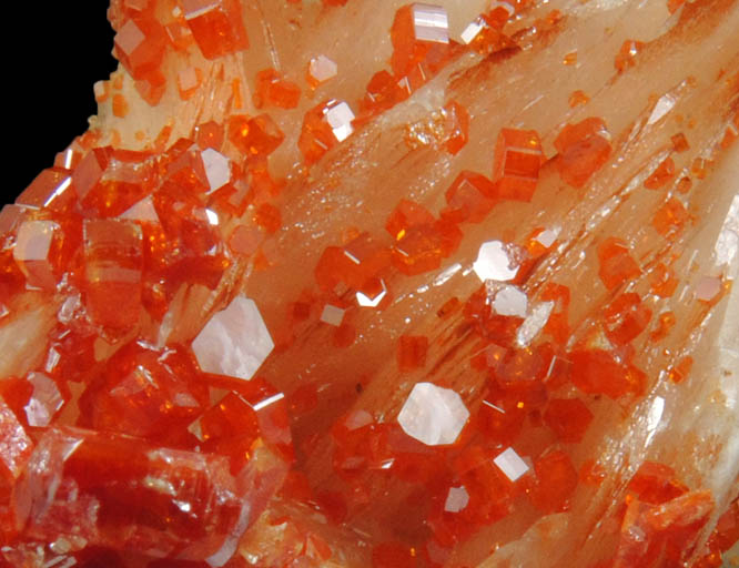 Vanadinite on Barite from Mibladen, Haute Moulouya Basin, Zeida-Aouli-Mibladen belt, Midelt Province, Morocco