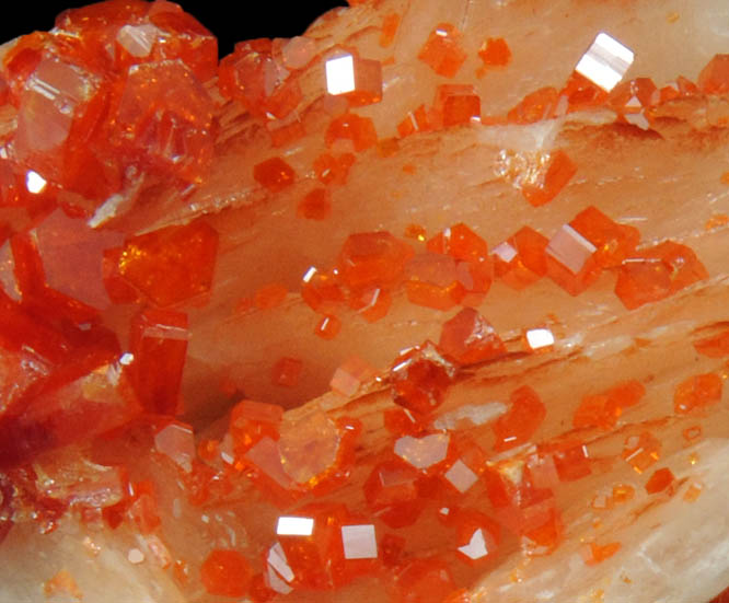 Vanadinite on Barite from Mibladen, Haute Moulouya Basin, Zeida-Aouli-Mibladen belt, Midelt Province, Morocco