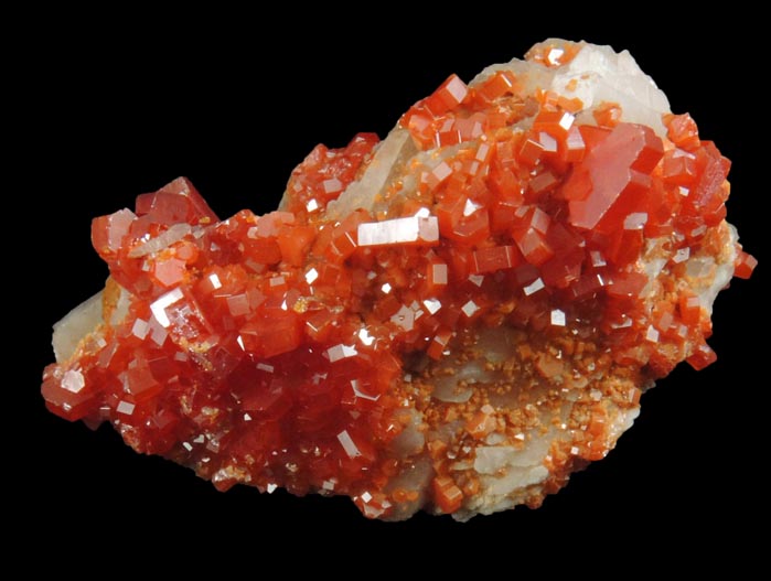 Vanadinite on Barite from Mibladen, Haute Moulouya Basin, Zeida-Aouli-Mibladen belt, Midelt Province, Morocco