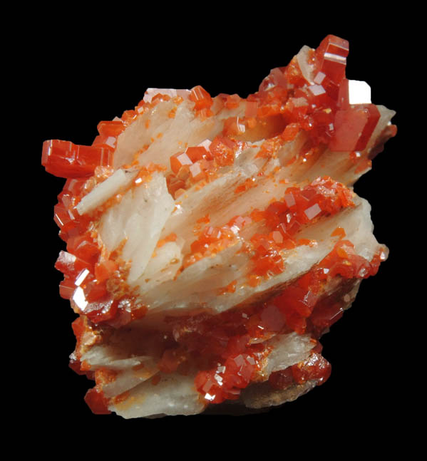 Vanadinite on Barite from Mibladen, Haute Moulouya Basin, Zeida-Aouli-Mibladen belt, Midelt Province, Morocco