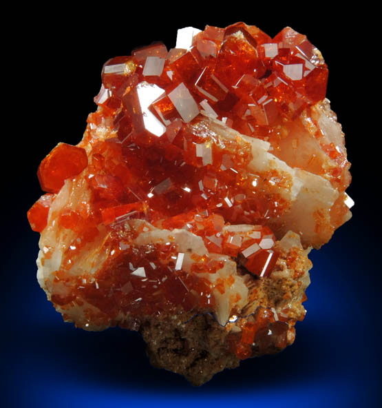 Vanadinite over Barite from Mibladen, Haute Moulouya Basin, Zeida-Aouli-Mibladen belt, Midelt Province, Morocco