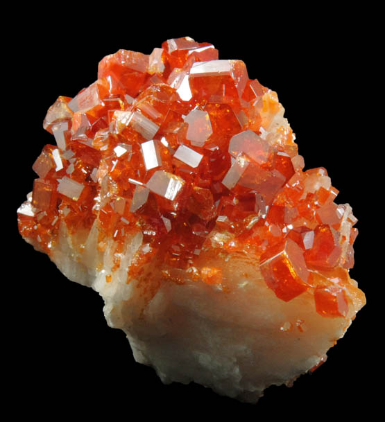 Vanadinite over Barite from Mibladen, Haute Moulouya Basin, Zeida-Aouli-Mibladen belt, Midelt Province, Morocco