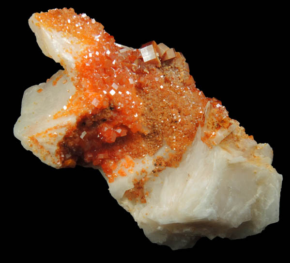 Vanadinite on Barite from Mibladen, Haute Moulouya Basin, Zeida-Aouli-Mibladen belt, Midelt Province, Morocco