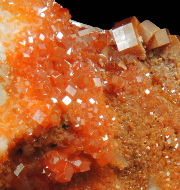 Vanadinite on Barite from Mibladen, Haute Moulouya Basin, Zeida-Aouli-Mibladen belt, Midelt Province, Morocco