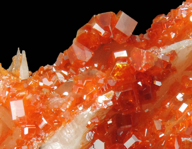 Vanadinite on Barite from Mibladen, Haute Moulouya Basin, Zeida-Aouli-Mibladen belt, Midelt Province, Morocco