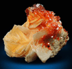 Vanadinite on Barite from Mibladen, Haute Moulouya Basin, Zeida-Aouli-Mibladen belt, Midelt Province, Morocco