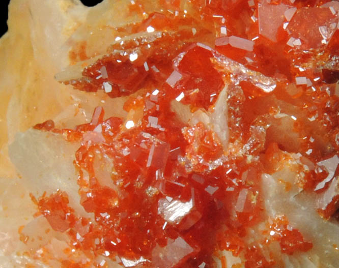 Vanadinite on Barite from Mibladen, Haute Moulouya Basin, Zeida-Aouli-Mibladen belt, Midelt Province, Morocco