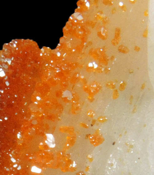 Vanadinite on Barite from Mibladen, Haute Moulouya Basin, Zeida-Aouli-Mibladen belt, Midelt Province, Morocco