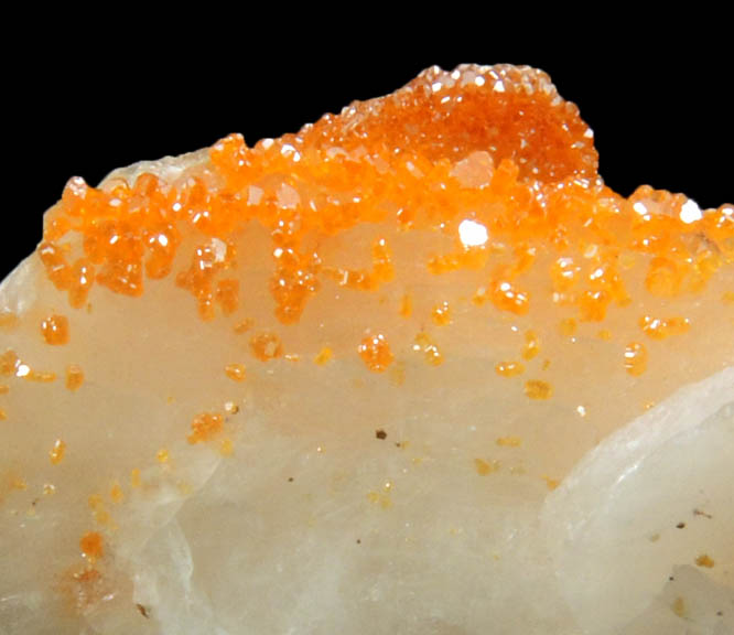 Vanadinite on Barite from Mibladen, Haute Moulouya Basin, Zeida-Aouli-Mibladen belt, Midelt Province, Morocco