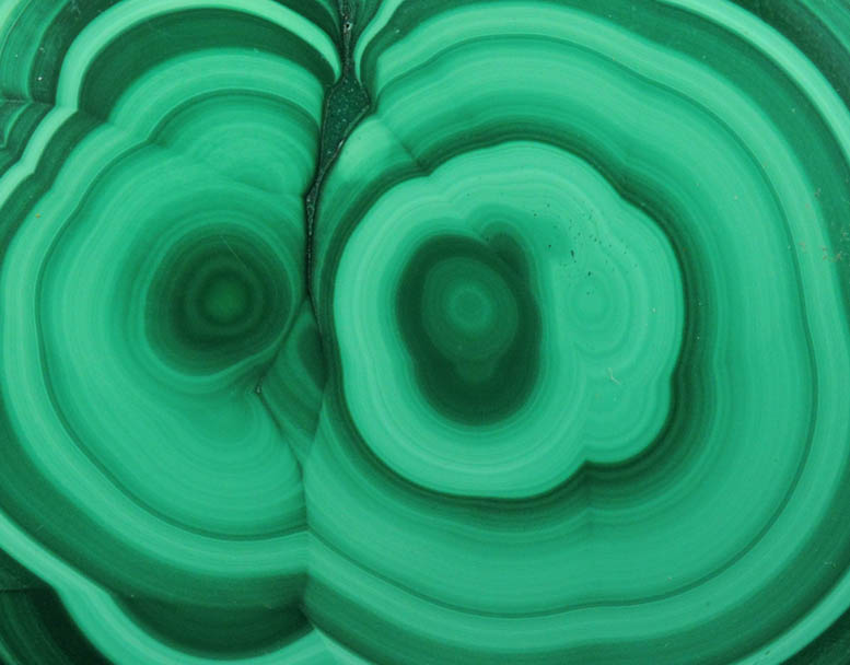 Malachite (polished slice of concentric-growth malachite) from Kolwezi Mining District, 240 km WNW of  Lubumbashi, Katanga Copperbelt, Lualaba Province, Democratic Republic of the Congo