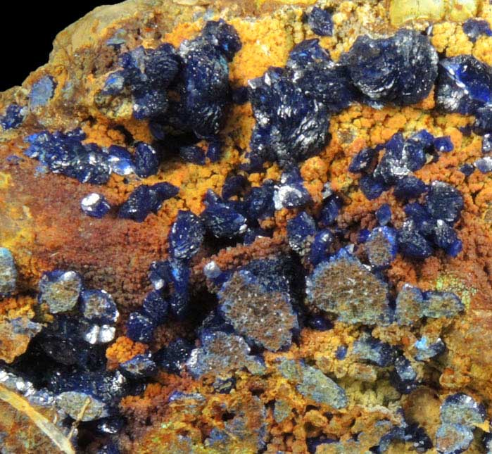 Azurite with minor Malachite on conglomerate from Ray Mine, Mineral Creek District, Pinal County, Arizona