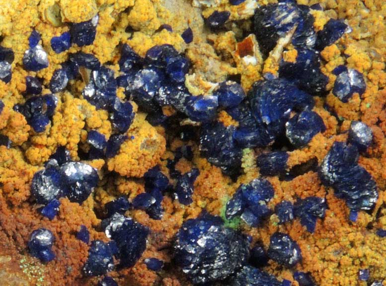 Azurite with minor Malachite on conglomerate from Ray Mine, Mineral Creek District, Pinal County, Arizona