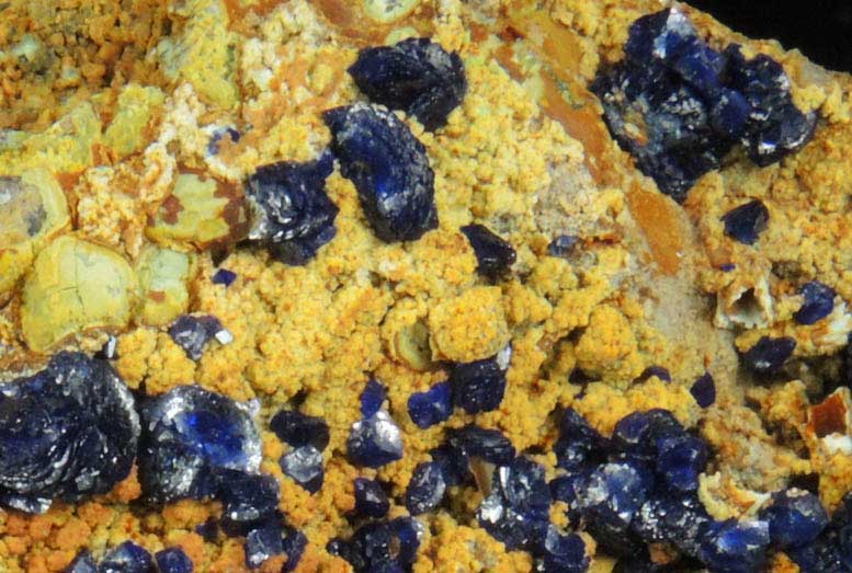 Azurite with minor Malachite on conglomerate from Ray Mine, Mineral Creek District, Pinal County, Arizona