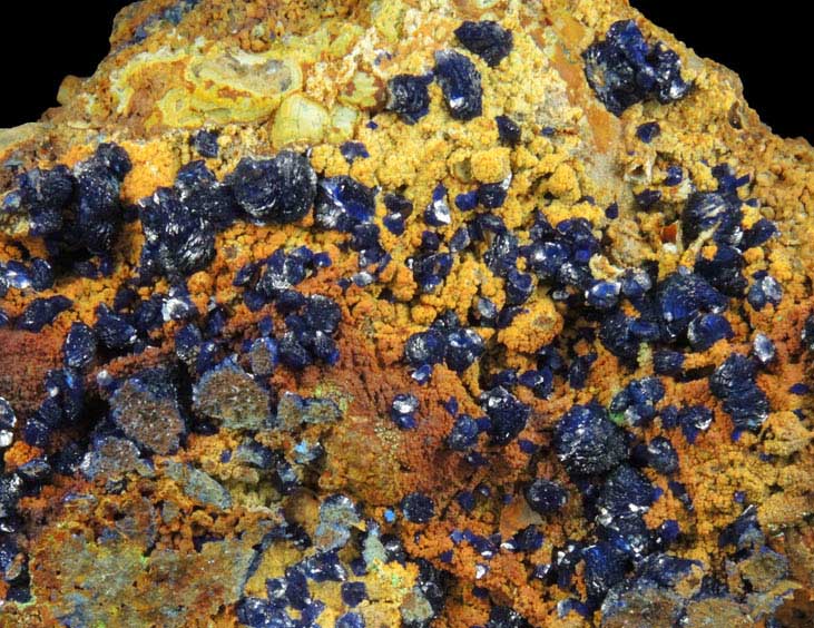 Azurite with minor Malachite on conglomerate from Ray Mine, Mineral Creek District, Pinal County, Arizona