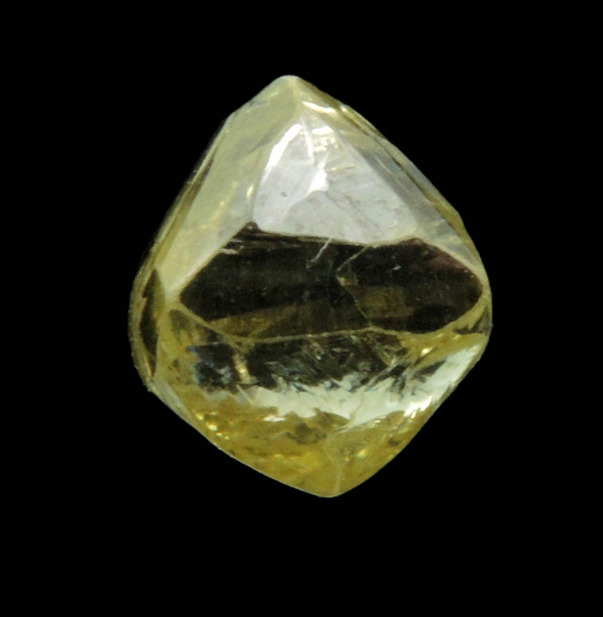 Diamond (1.36 carat gem-grade yellow octahedral uncut diamond) from Oranjemund District, southern coastal Namib Desert, Namibia