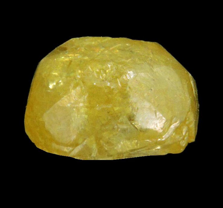 Diamond (2.57 carat fancy-yellow hemispherical uncut rough diamond) from Mbuji-Mayi, 300 km east of Tshikapa, Democratic Republic of the Congo