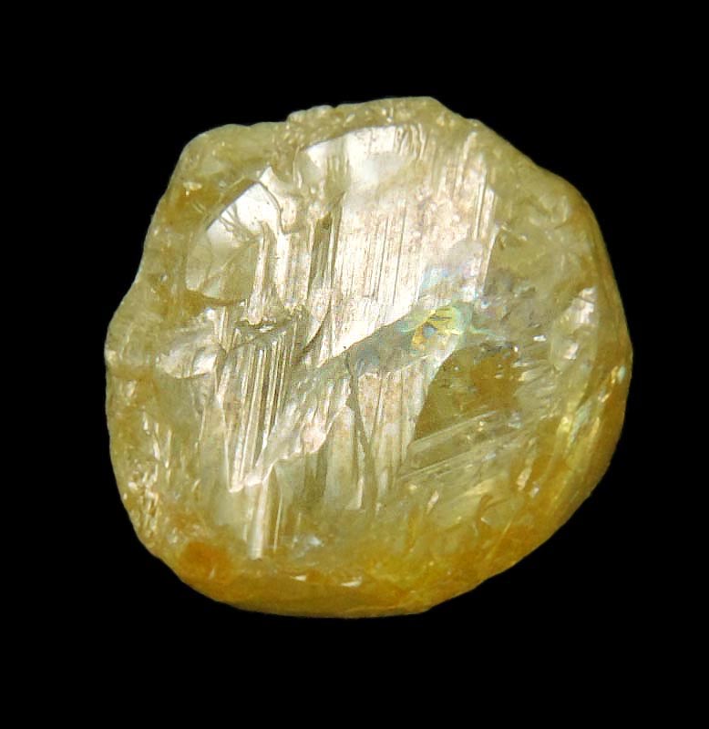Diamond (2.57 carat fancy-yellow hemispherical uncut rough diamond) from Mbuji-Mayi, 300 km east of Tshikapa, Democratic Republic of the Congo