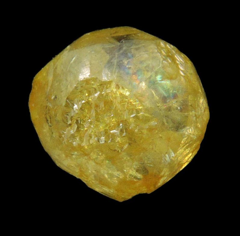 Diamond (2.57 carat fancy-yellow hemispherical uncut rough diamond) from Mbuji-Mayi, 300 km east of Tshikapa, Democratic Republic of the Congo