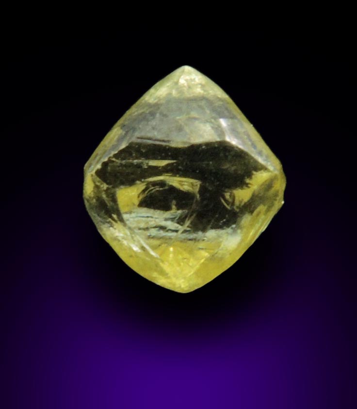 Diamond (0.90 carat gem-grade fancy-yellow octahedral crystal) from Orapa Mine, south of the Makgadikgadi Pans, Botswana