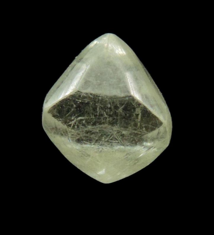 Diamond (1.23 carat gem-grade pale-yellow octahedral uncut diamond) from Oranjemund District, southern coastal Namib Desert, Namibia