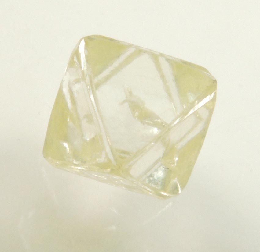 Diamond (2.11 carat yellow glassy octahedral rough uncut diamond) from Northern Cape Province, South Africa