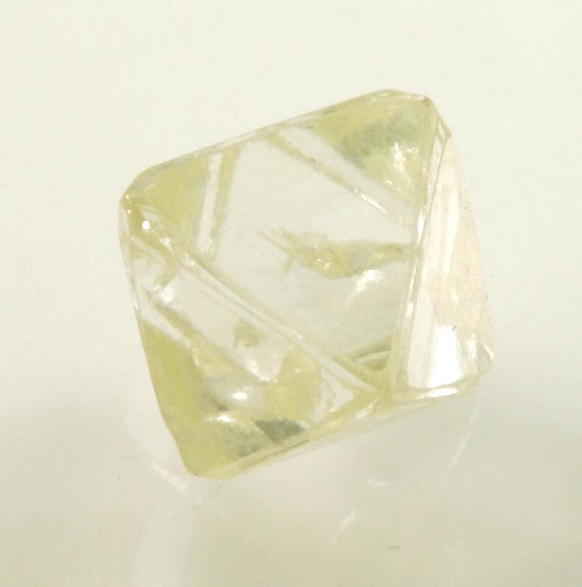 Diamond (2.11 carat yellow glassy octahedral rough uncut diamond) from Northern Cape Province, South Africa