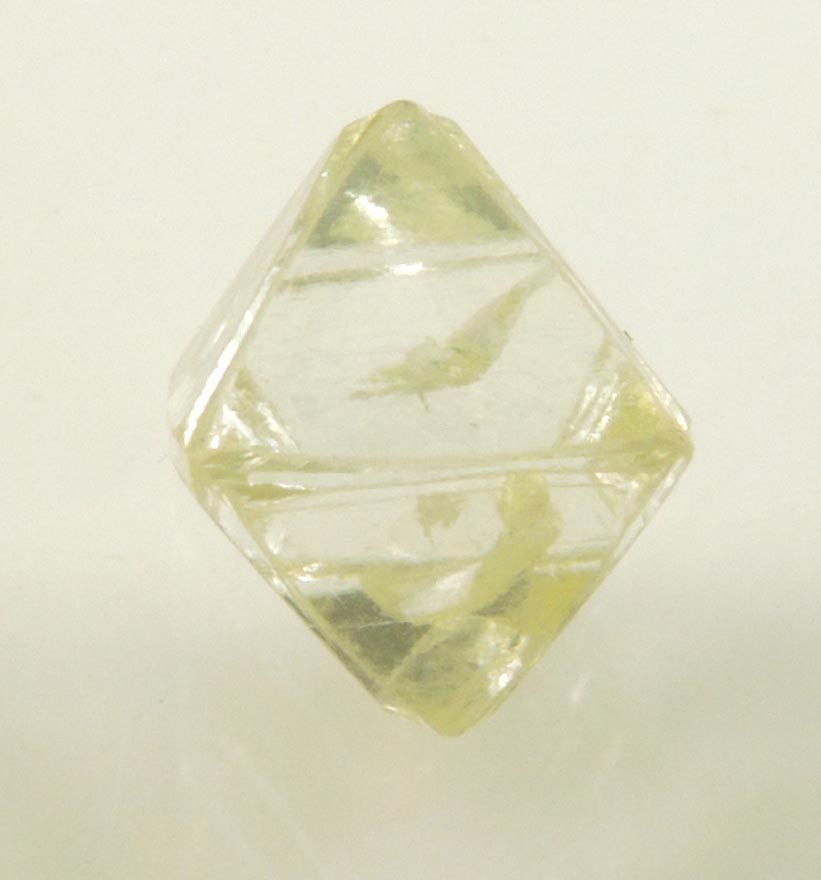 Diamond (2.11 carat yellow glassy octahedral rough uncut diamond) from Northern Cape Province, South Africa