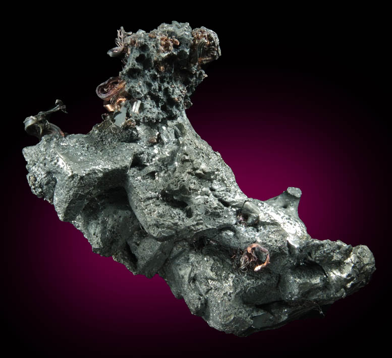 Acanthite with Native Silver (naturally occurring silver crystals) from Xiaoqinggou, Datong, Shanxi, China