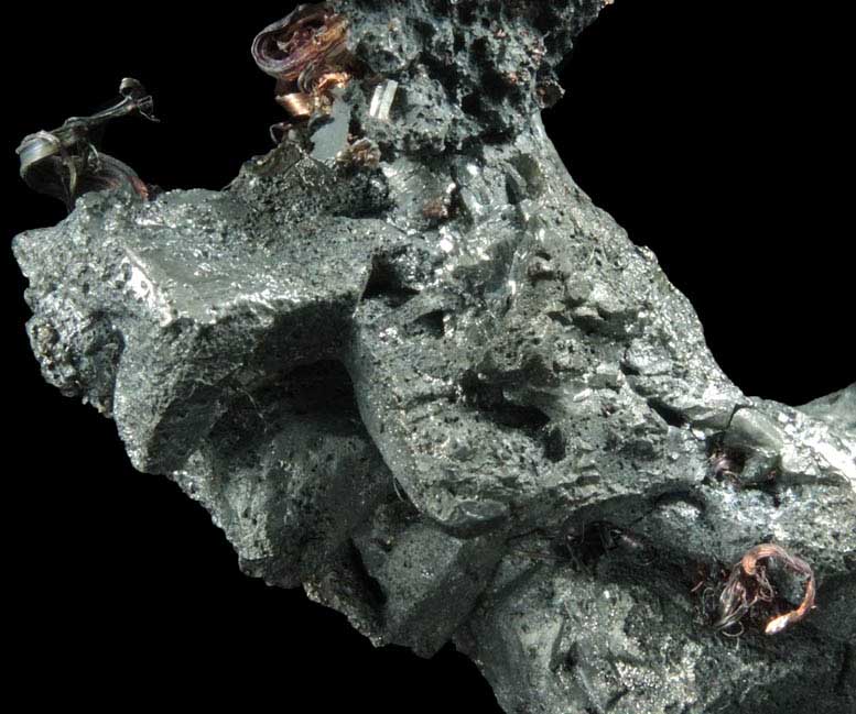 Acanthite with Native Silver (naturally occurring silver crystals) from Xiaoqinggou, Datong, Shanxi, China