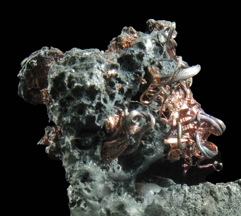 Acanthite with Native Silver (naturally occurring silver crystals) from Xiaoqinggou, Datong, Shanxi, China