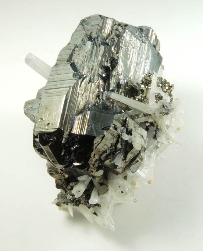 Bournonite, Quartz, Pyrite from Yaogangxian Mine, Nanling Mountains, Hunan, China