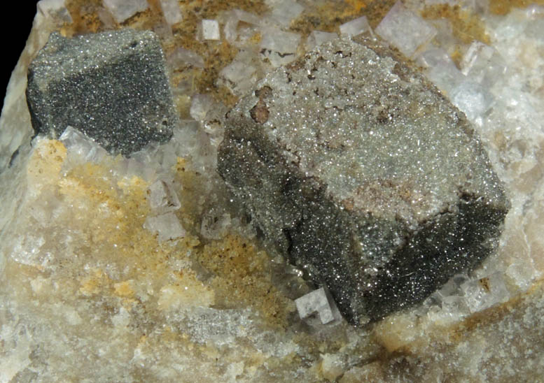 Galena with Anglesite coating on Quartz and Fluorite from Royal Flush Mine, Hansonburg District, 8.5 km south of Bingham, Socorro County, New Mexico