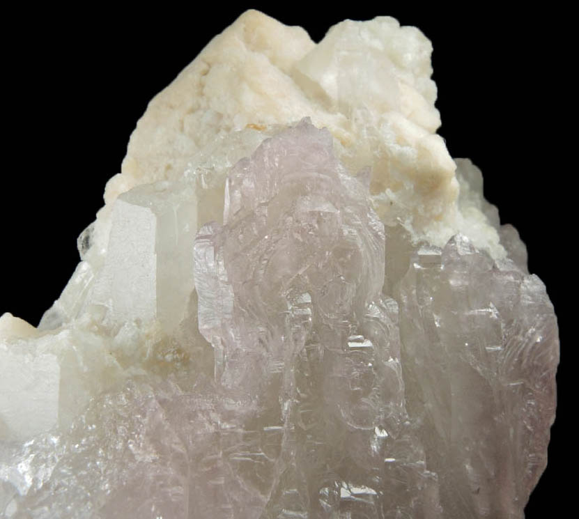 Quartz var. Rose Quartz Crystals with Albite from Lavra da Ilha, Taquaral, Jequitinhonha River, Minas Gerais, Brazil