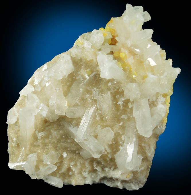 Celestine on Sulfur from Agrigento District (Girgenti), Sicily, Italy