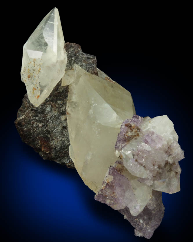 Calcite and Fluorite on Sphalerite from Elmwood Mine, Stonewall Ore Body, Carthage, Smith County, Tennessee