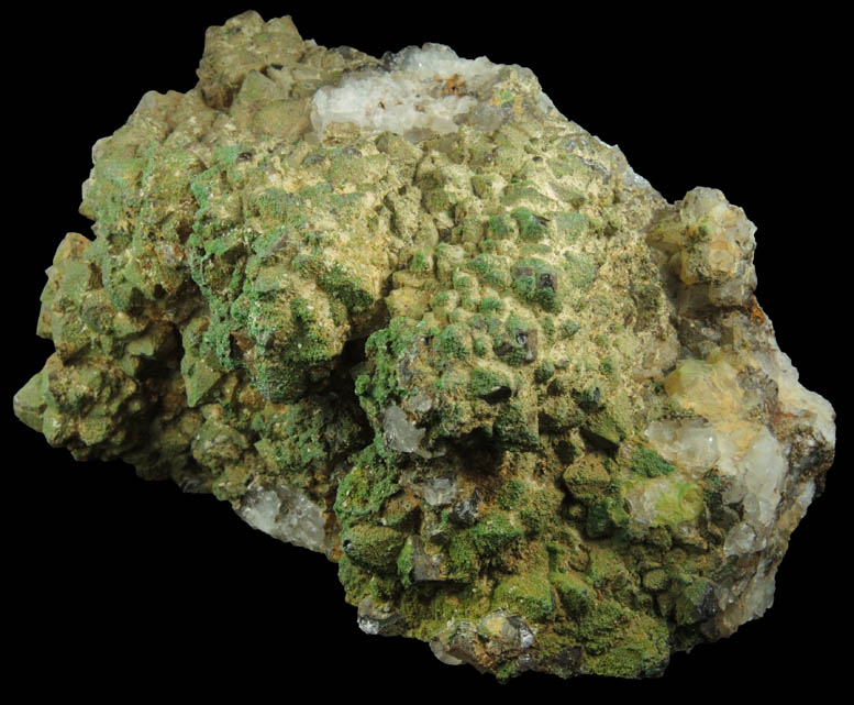 Pyromorphite over Quartz from Sarrowcole Vein, Laverock Hall, Leadhills, South Lanarkshire, Strathclyde, Scotland