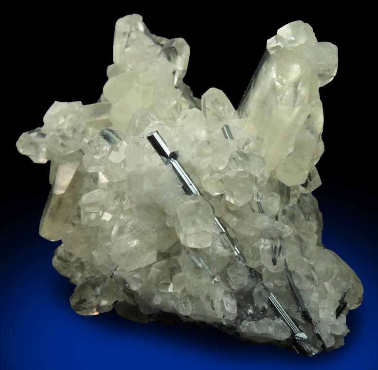 Calcite (butterfly-twinned crystals) with Stibnite inclusions from Xikuangshan, 12 km northeast of Lengshuijiang, Hunan Province, China