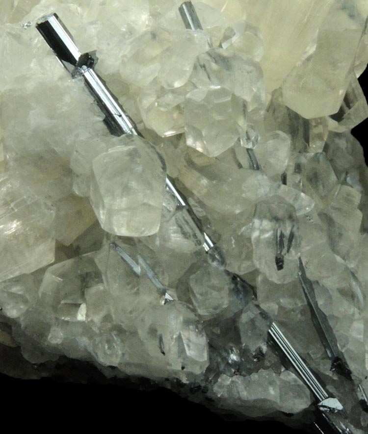 Calcite (butterfly-twinned crystals) with Stibnite inclusions from Xikuangshan, 12 km northeast of Lengshuijiang, Hunan Province, China