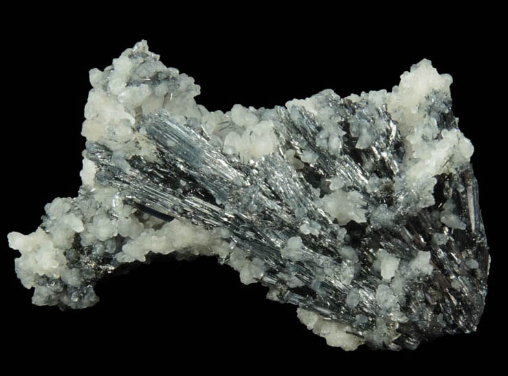 Stibnite, Calcite, Berthierite from San Martn Mine, Sombrerete, Zacatecas, Mexico